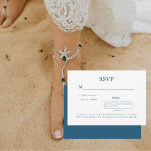 Ocean Breeze Teal Dinner Choices Wedding RSVP Card