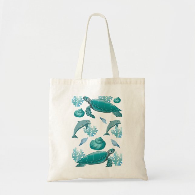 Ocean Breeze Tote | Beach & Dolphin Vibes 🏖️ Bag (Front)