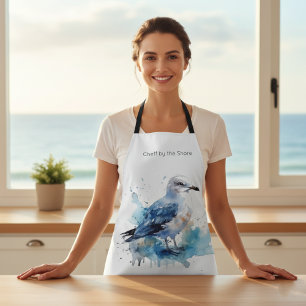 Ocean Breeze: Watercolor Seagull Apron
