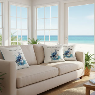 Ocean Breeze: Watercolor Seagull Cushion