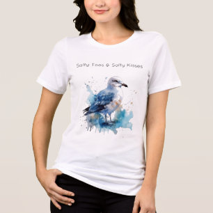 Ocean Breeze: Watercolor Seagull Tri-Blend Shirt