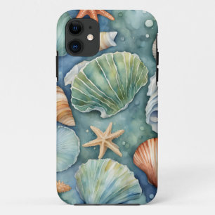 Ocean Breeze Watercolor: Seashell and Starfish Case-Mate iPhone Case