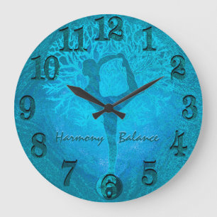 Ocean Breeze Yoga Yin Yang Tree Large Clock
