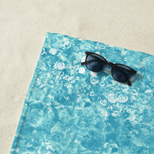 Ocean Bubbles and Currents, Blue Beach Towel