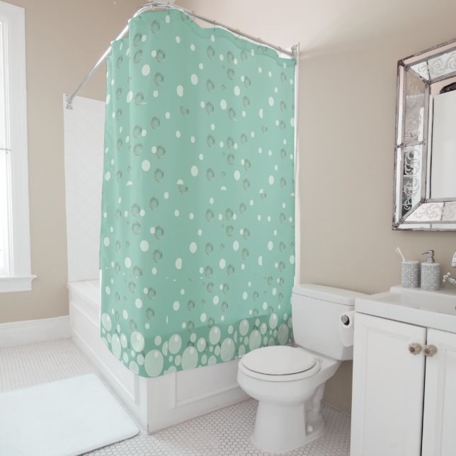 Ocean Bubbles Green Curtain (In Situ)