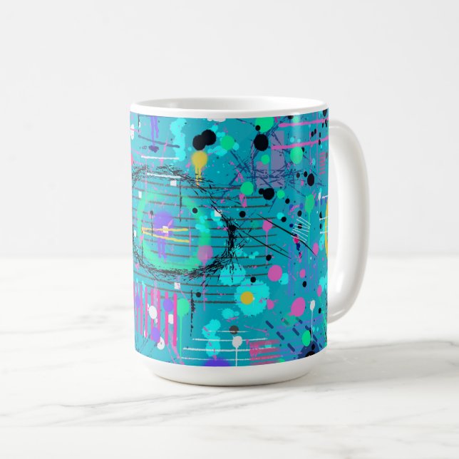Ocean Bubbles: Maximalist Art Coffee Mug (Front Right)