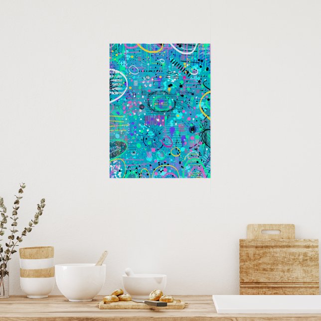 Ocean Bubbles: Maximalist Art Poster (Kitchen)