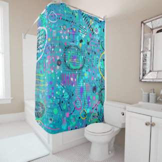 Ocean Bubbles: Maximalist Art Shower Curtain