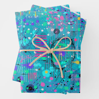 Ocean Bubbles: Maximalist Art Wrapping Paper Sheet