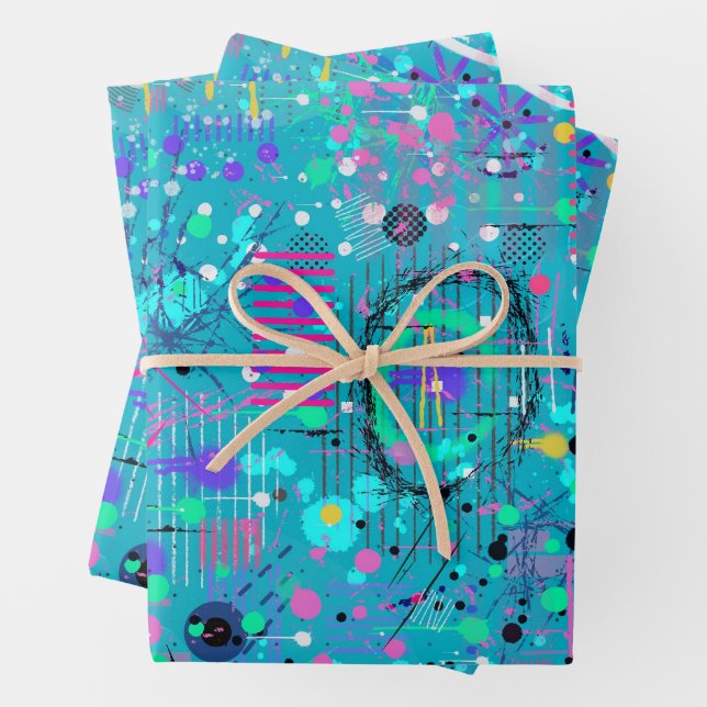 Ocean Bubbles: Maximalist Art Wrapping Paper Sheet (In situ)