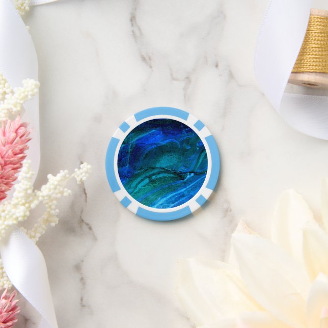Ocean Carved Stone  Poker Chips (Wedding)