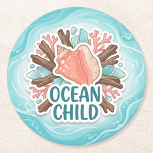 Ocean Child Round Paper Coaster