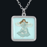 Ocean Christian angel  Silver Plated Necklace<br><div class="desc">Ocean Angel necklace, Angel apparel, Angel t-shirts, Angel gifts by ArtMuvz Illustration. Matching Angel t-shirt for Mum, Dad, kids, baby. Christian Angel birthday and christmas gifts, nautical tote bag, mug, hat. Angel t-shirt, gifts and apparel. Angel gifts are a thoughtful and meaningful way to show someone you care.Angel gifts can...</div>