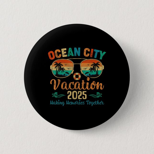 Ocean City Beach Vacation 2025 Friends Family Summ 6 Cm Round Badge (Front)