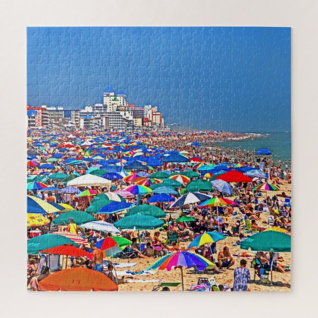Ocean City Crowded Beach Jigsaw Puzzle (Vertical)