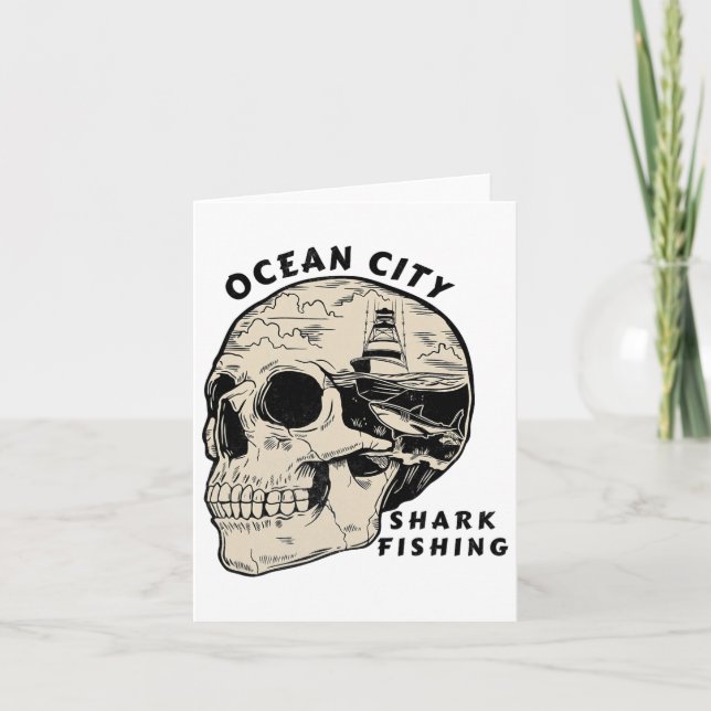 Ocean City Maryland Beach Shark Fishing Salt  Card (Front)