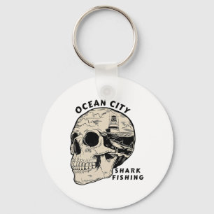 Ocean City Maryland Beach Shark Fishing Salt Key Ring