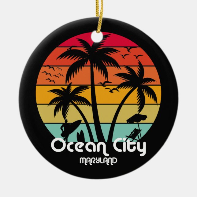 Ocean City,Maryland Ceramic Tree Decoration (Front)