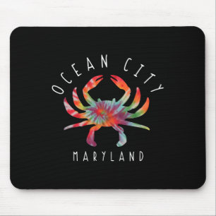 Ocean City Maryland Crab Tie Dye Summer Vacation Mouse Pad
