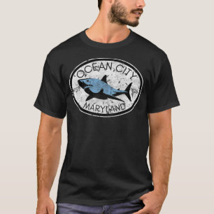 Ocean City Maryland Fishing Shark Fish Beach MD Vi T-Shirt