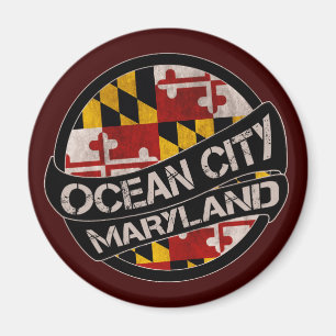 Ocean City Maryland flag grunge magnet