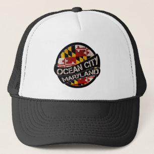 Ocean City Maryland flag grunge trucker hat