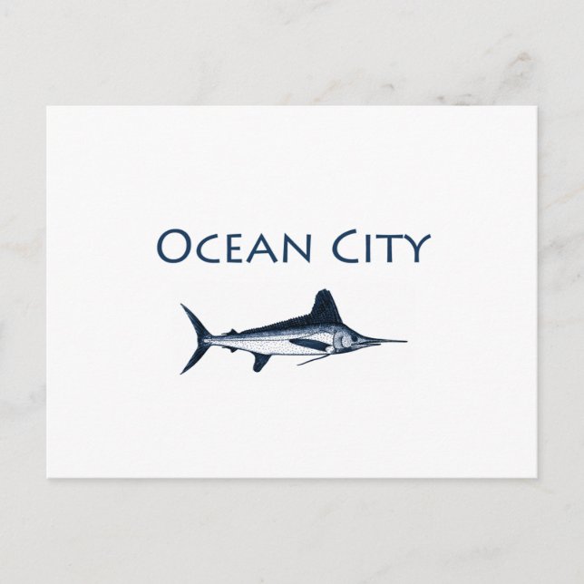 Ocean City Maryland Logo (white marlin) Postcard (Front)