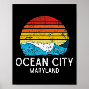 Ocean City Maryland Md Vintage Beach Ocean Family  Poster