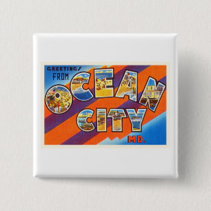 Ocean City Maryland MD Vintage Travel Postcard- 15 Cm Square Badge