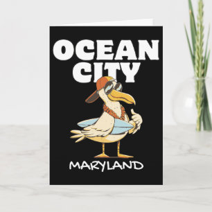 Ocean City Maryland Surf Vacation Sunset Surfing T Card