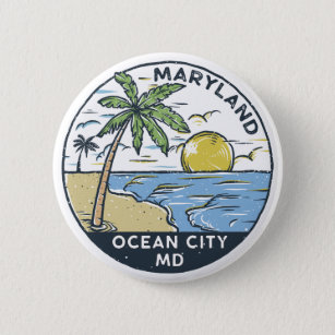 Ocean City Maryland Vintage 6 Cm Round Badge