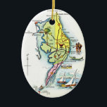 Ocean City, Maryland Vintage Map  Ceramic Tree Decoration<br><div class="desc">A very colourful vintage map of Ocean City,  Maryland reused on an ornament.</div>