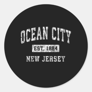 Ocean City New Jersey Nj Established Sports Classic Round Sticker