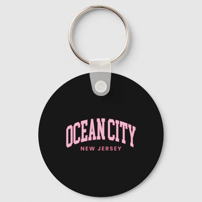 Ocean City New Jersey Nj Retro Preppy Throwback Wo Key Ring (Front)