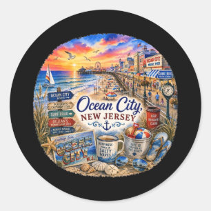 Ocean City New Jersey Nj Usa Shore Summer Classic Round Sticker