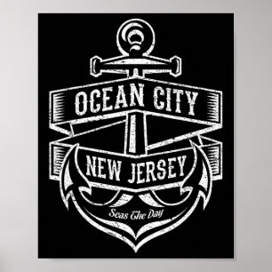 Ocean City New Jersey Nj Vintage Anchor Design Gif Poster