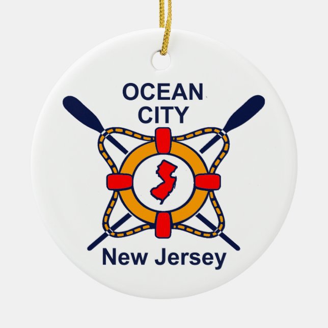Ocean City NJ Ceramic Tree Decoration (Front)