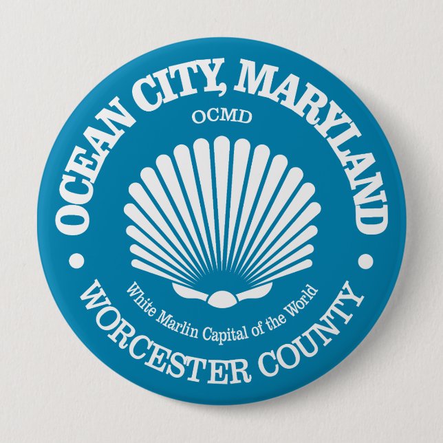 Ocean City (seashell) 10 Cm Round Badge (Front)