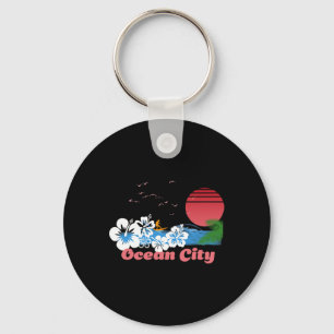 Ocean City Vacation Maryland Surfing Clothing Key Ring
