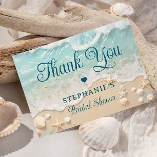 Ocean Coastal Beach Seashells Bridal Shower Thank You Card