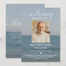 Ocean Coastal Male Photo Funeral Memorial 