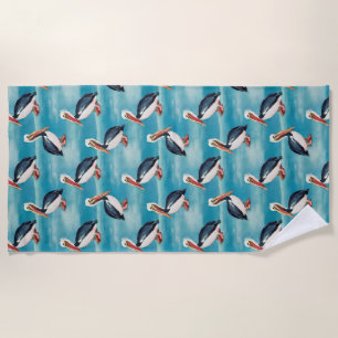 Ocean Coastal Pelican Beach Towel