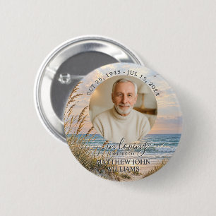 Ocean Coastal Sunset Male Photo Funeral Memorial 6 Cm Round Badge