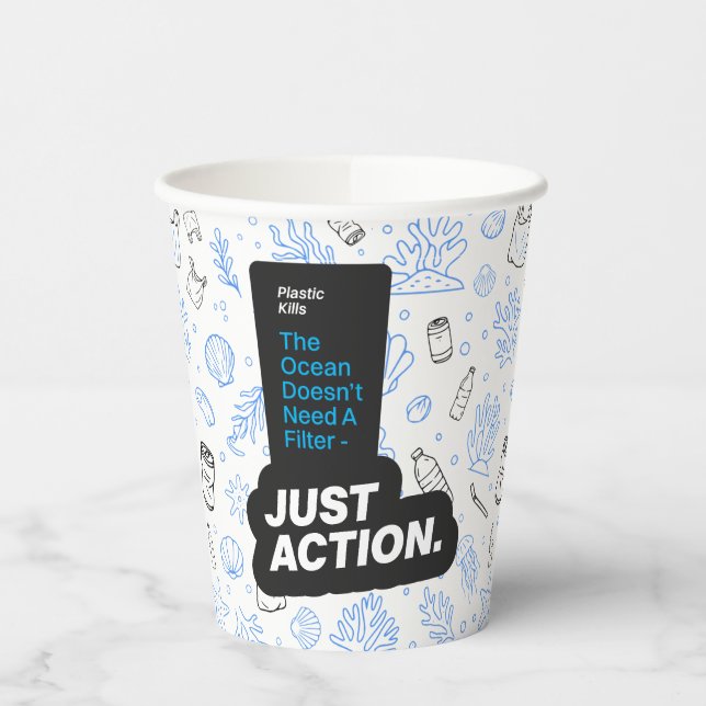 Ocean Conservation Plastic Pollution Awareness  Paper Cups (Left)