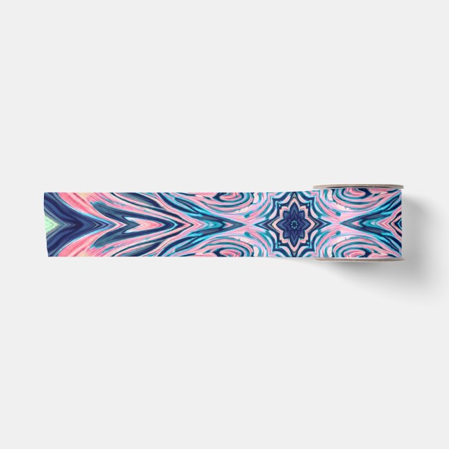 ocean coral agate pattern satin ribbon (Front)