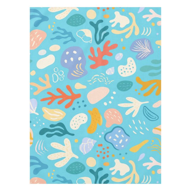 Ocean Coral Reef Abstract Seamless Pattern Tablecloth (Front)