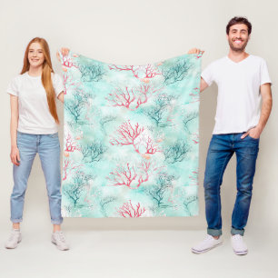 Ocean Coral Reef Pattern Fleece Blanket