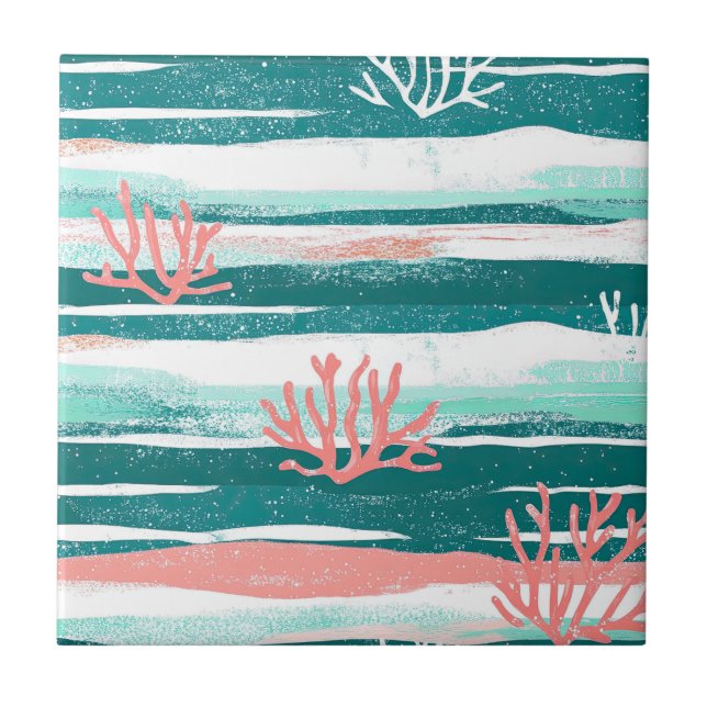 Ocean Coral Reef Pattern Tile (Front)