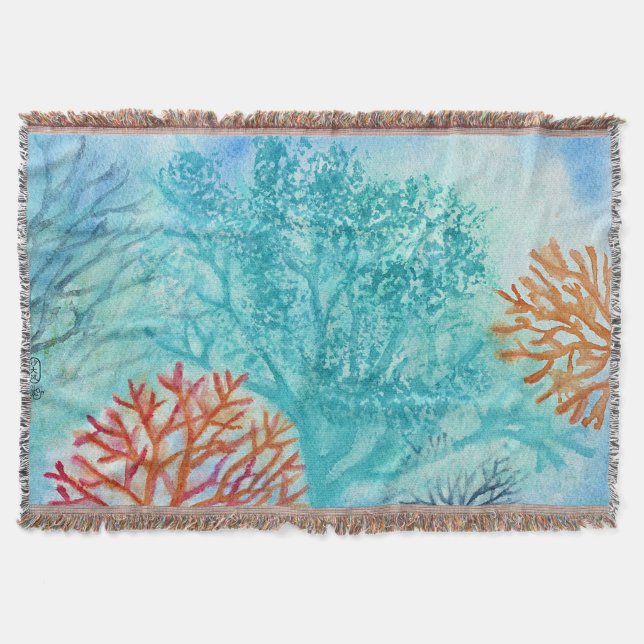 Ocean Corals Throw Blanket (Front)