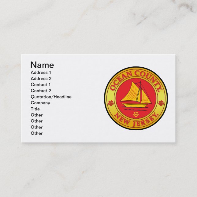 Ocean County seal Business Card (Front)